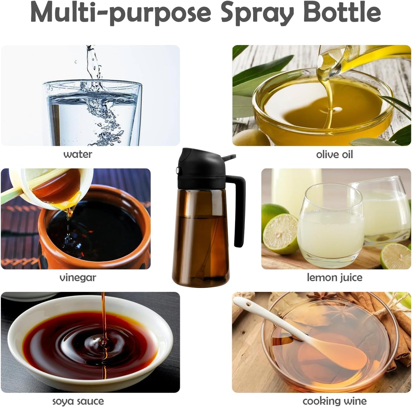 Butelka z rozpylaczem oleju z blokadą światła, dozownik oliwy 2 w 1 rozpylacz oleju jadalnego 470 ml, Spray Oleju Kuchennego, Olej w sprayu, Spryskiwacz na olej, Dozownik oleju, grilla